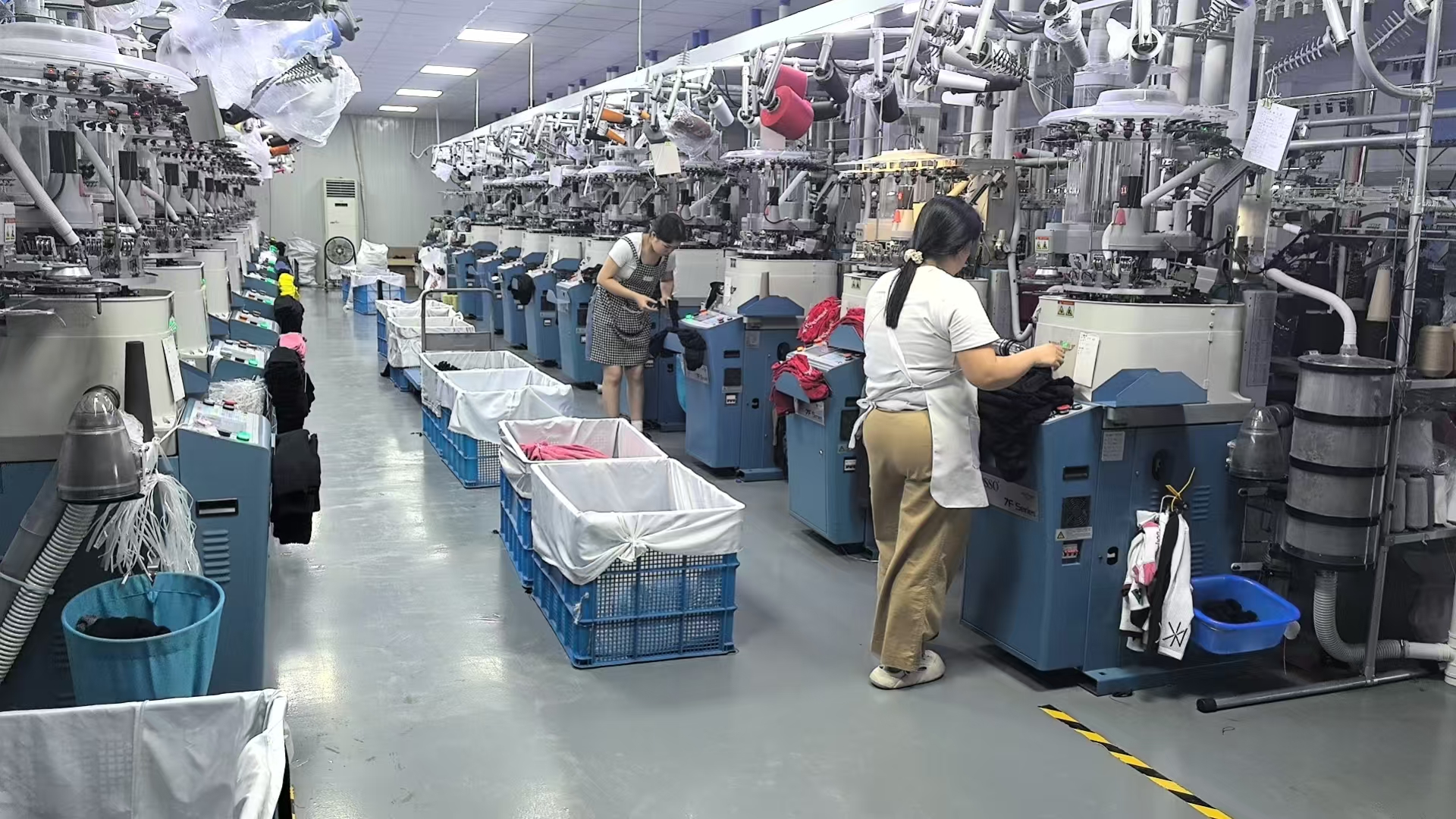 Sock knitting production floor